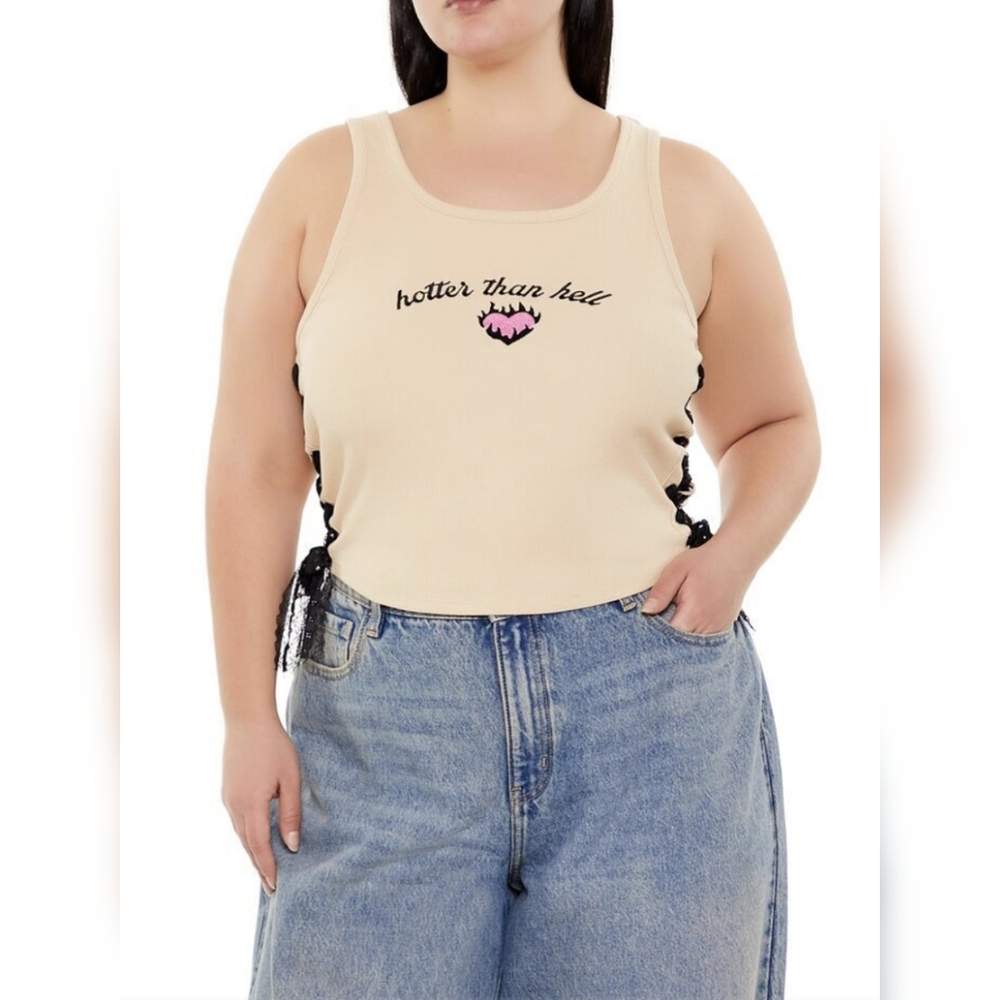 NWT Forever21+ Hotter Than Hell Cropped Tank Plus Size 1X❤️‍🔥